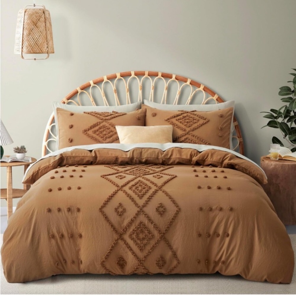 New  Boho Pumpkin Brown Duvet Covers Set